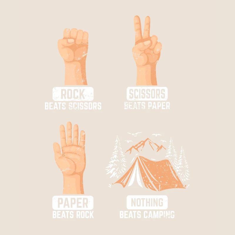 Ciseaux en papier de roche Rien ne vaut le camping Drôle Ca