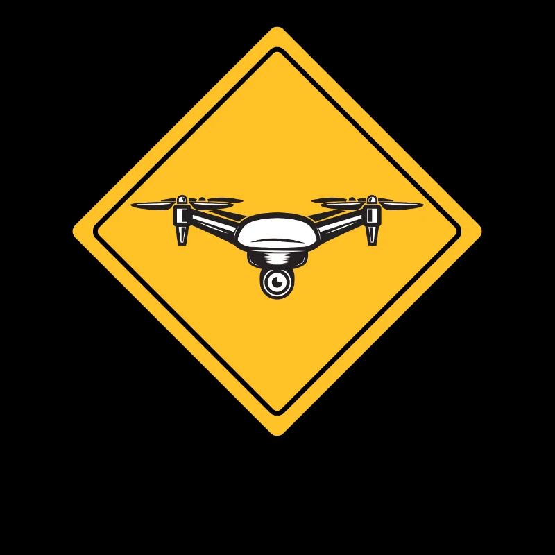 Drone with warning sign Drone flyer