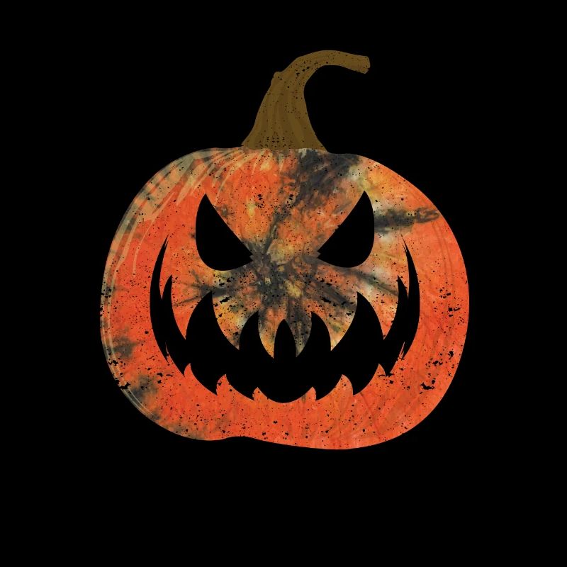 Orange Tie Dye Citrouille Visage Jack O