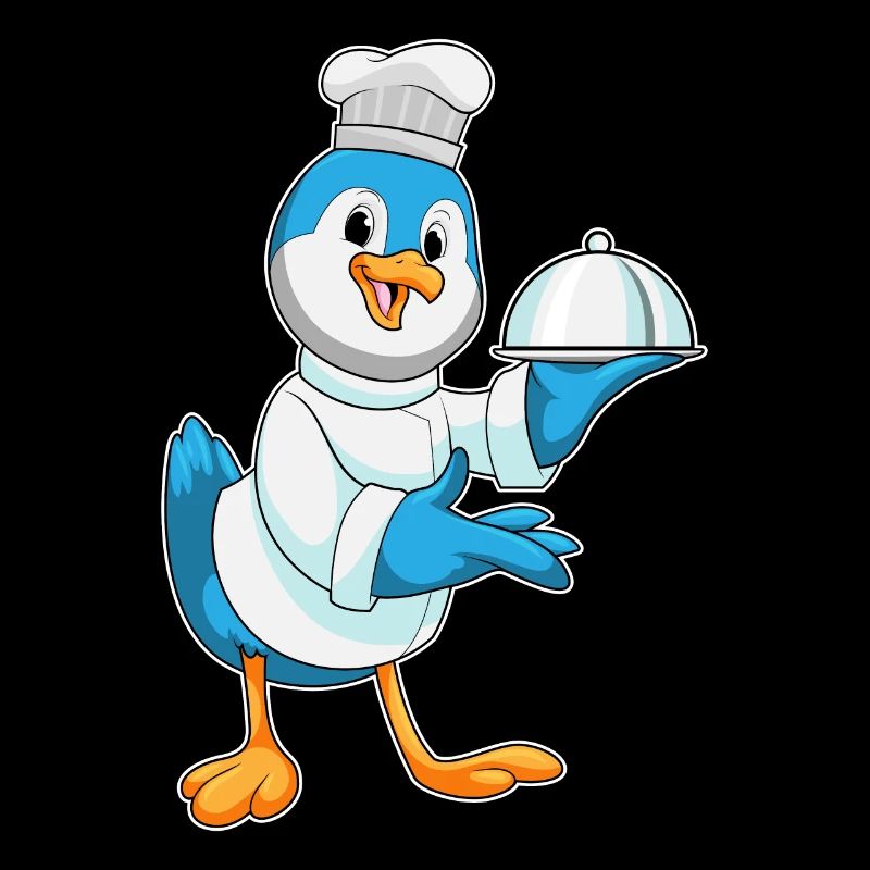 Vogel comme cuisinier avec assiette de service