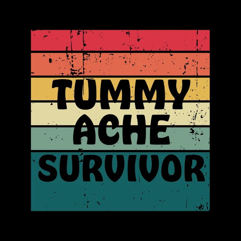 Tummy Ache Survivor Retro Coucher de soleil