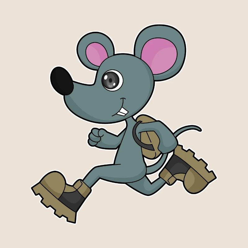 Maus als Jogger mit Rucksack