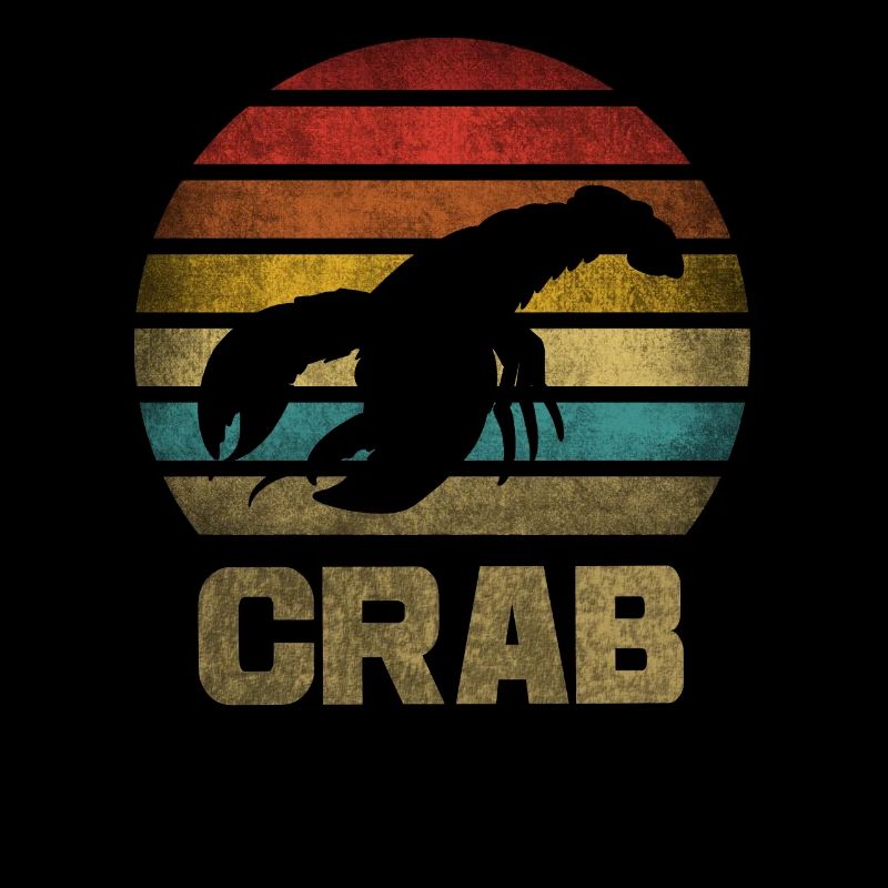 Crawfish Crab Animals Retro Vintage Sunset