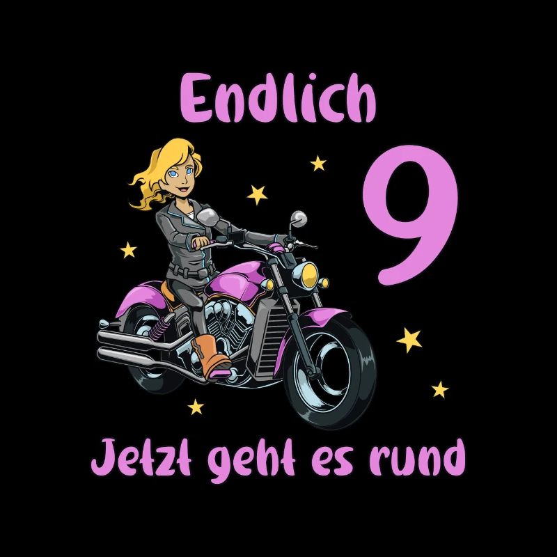 Geburtstagsshirt Motorrad - 9 Geburtstag Mädchen