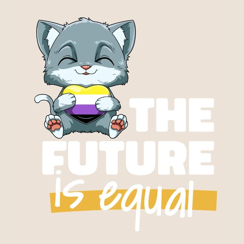 Kawaii Nonbinary Stolz Katze - Non Binary Herz