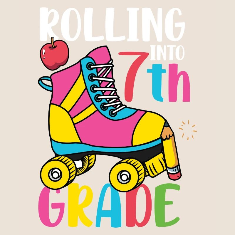 Rolling Into7th Grade Vibes Retro Groovy Frauen