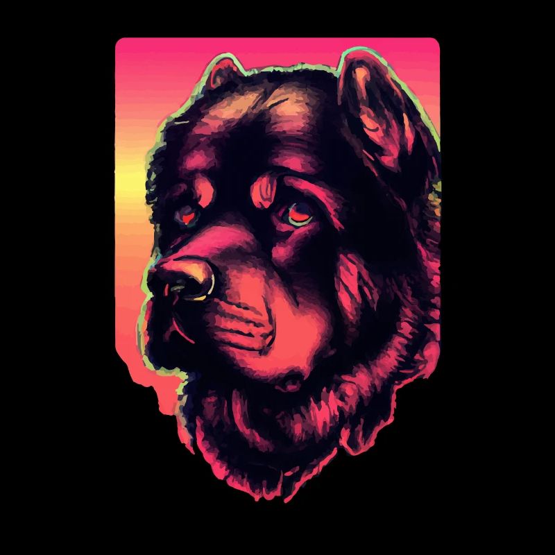 80s Rottweiler Synthwave Dog Gift Retro