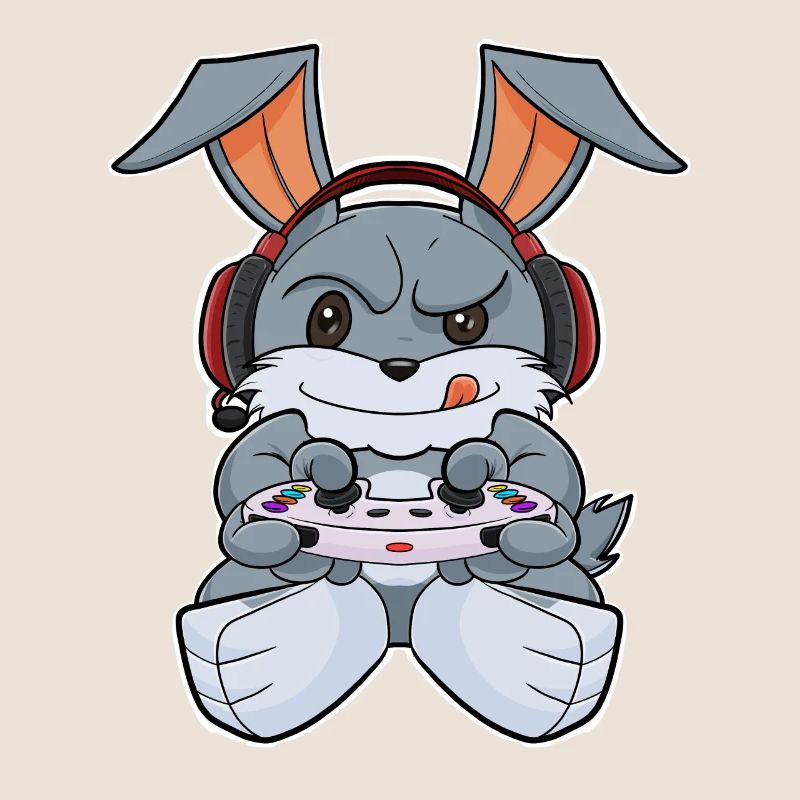 Rabbit With Gaming Controller I Funny Gaming