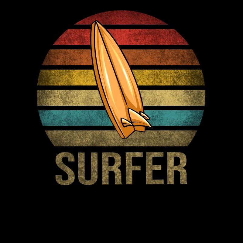 Surf or Die Surfboard Summer Retro Coucher de soleil