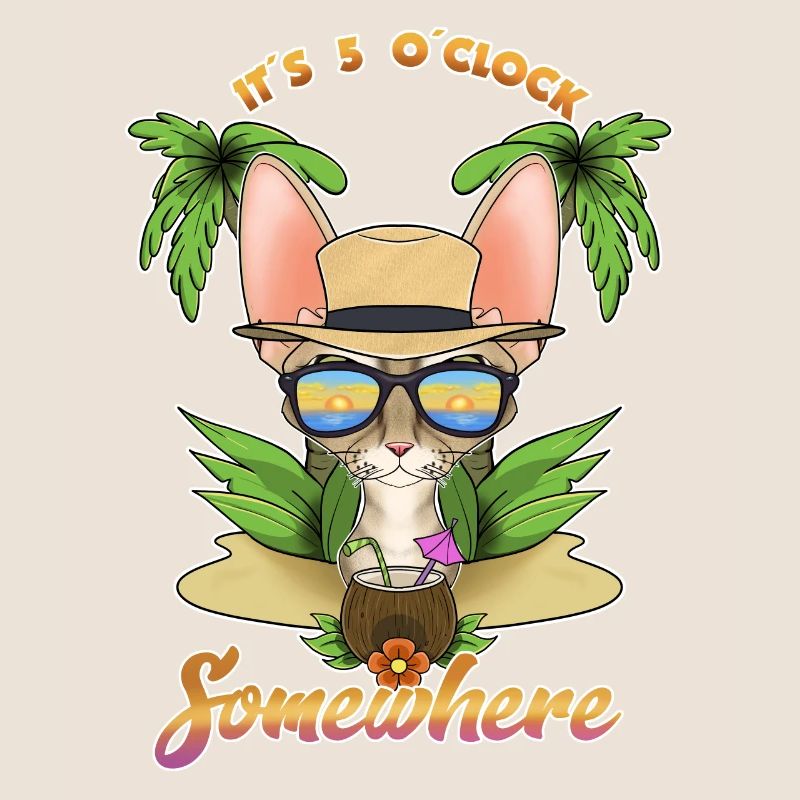 It Is 5 OClock Somewhere Drinking Devon Rex Cat