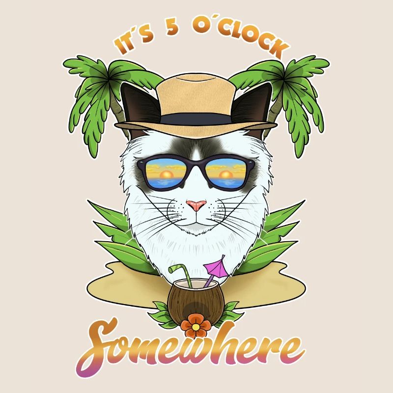 It Is 5 OClock Somewhere Drinking Ragdoll Cat