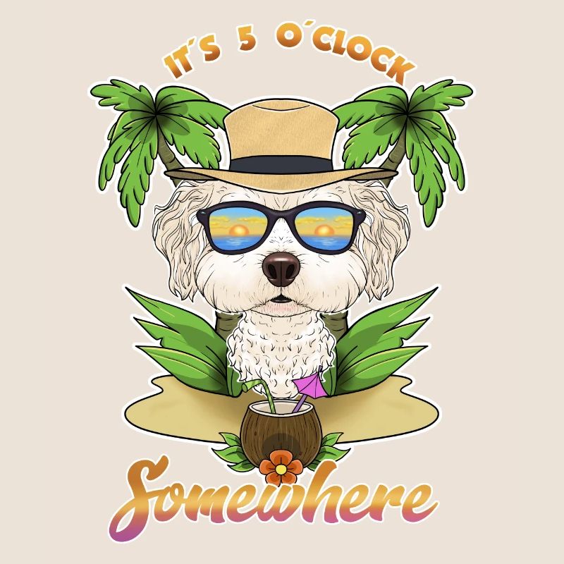 It Is 5 OClock Somewhere Drinking Bichon Frise