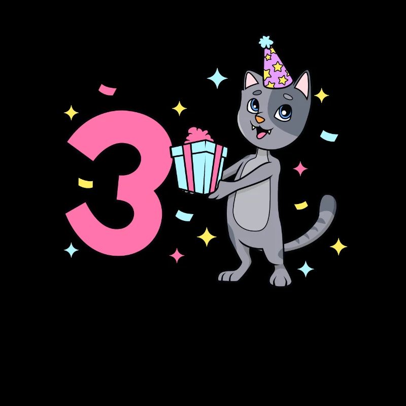 Mit Katze - Mädchen Geburtstag 3 Jahre