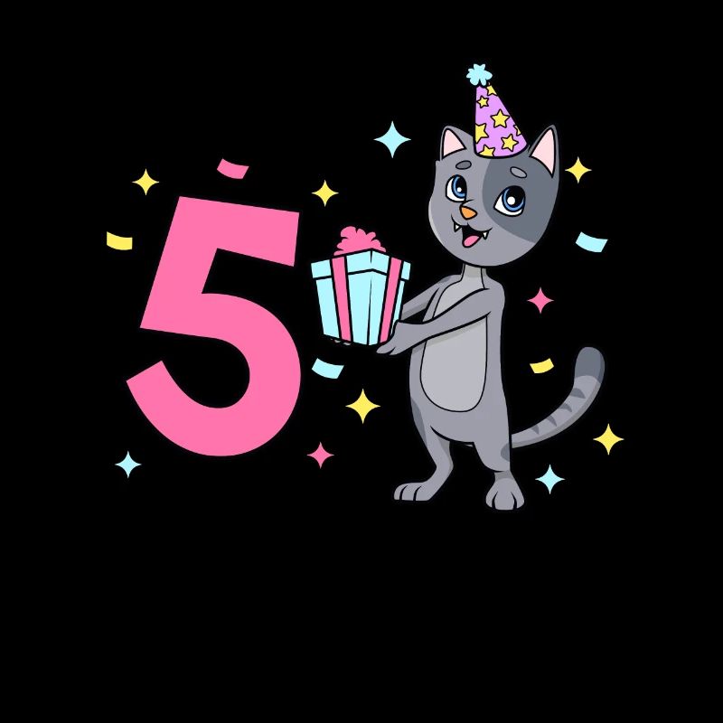 Mit Katze - Mädchen Geburtstag 5 Jahre