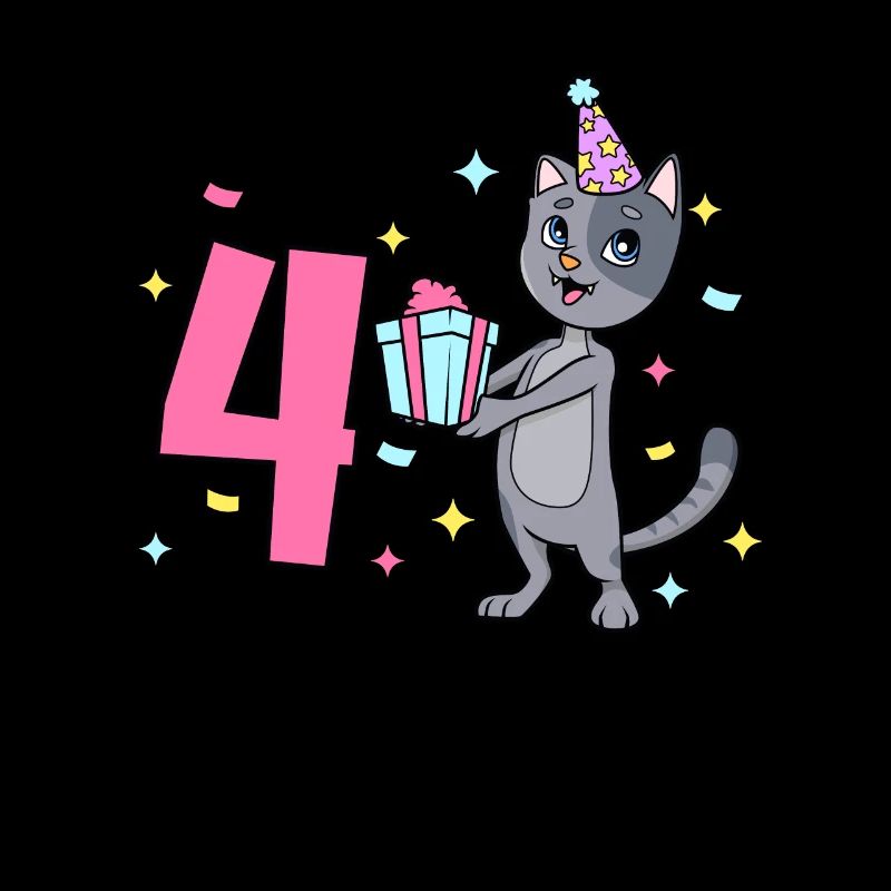 Mit Katze - Mädchen Geburtstag 4 Jahre