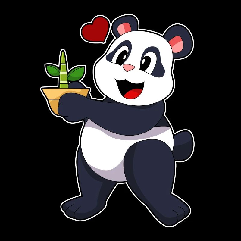 Panda with bamboo flower