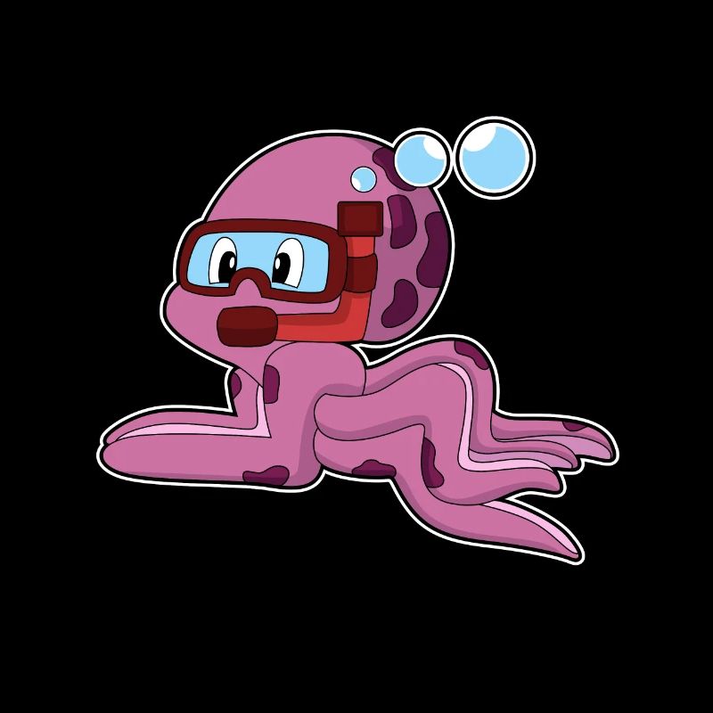 Octopus as a diver with snorkel