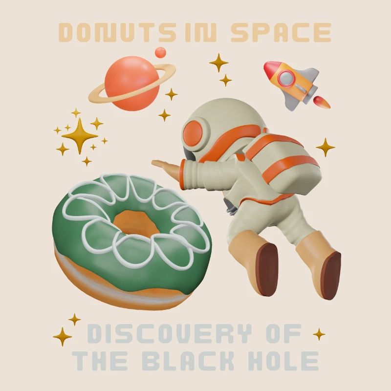 Donut space, donuts black hole, funny astronaut