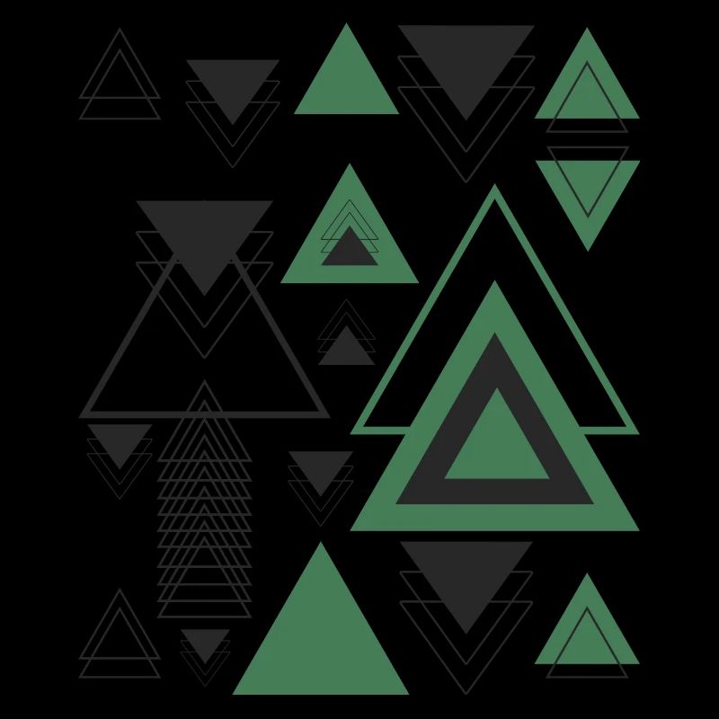 Triangles Minimalist Geometry Black Abstract Green