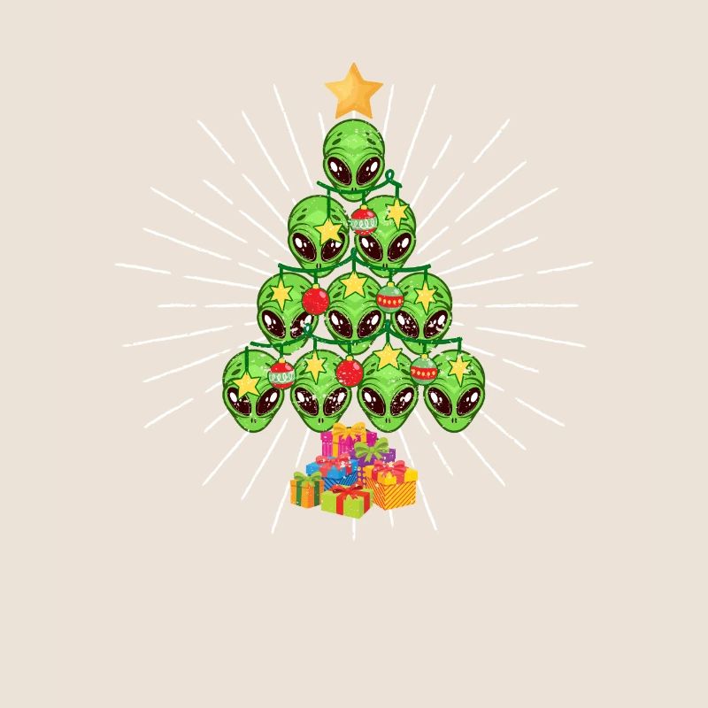 Alien Christmas Tree Xmas Pyjamas PJs Space Funny