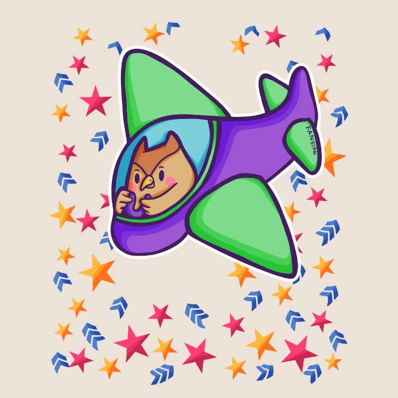 Owl Pilot Airplane Starry Sky