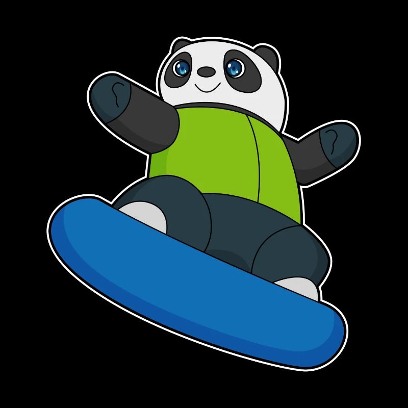 Panda en snowboarder avec snowboard