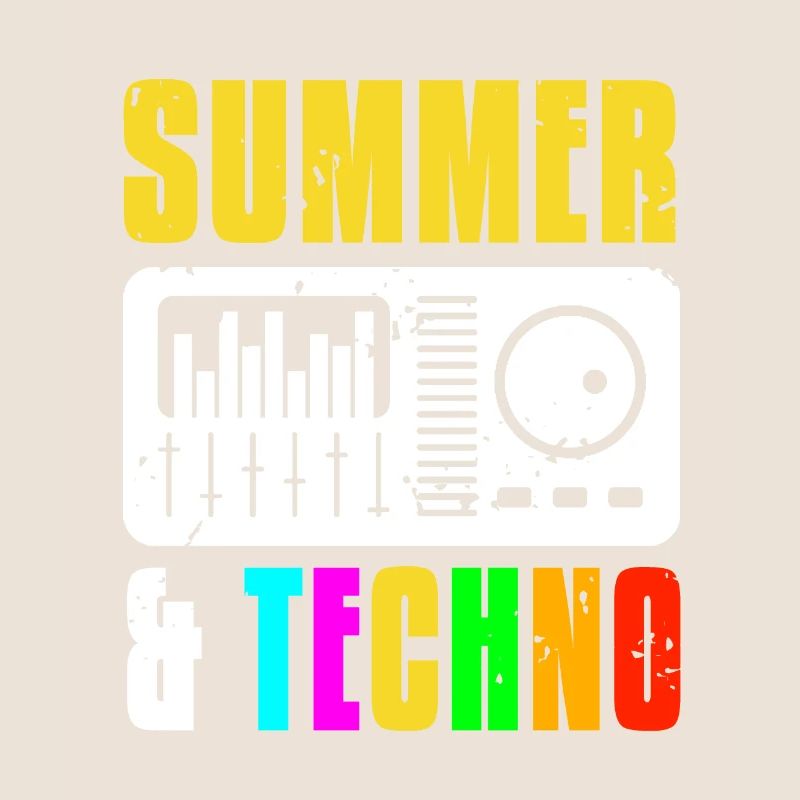 Retro Vintage Summer & TECHNO Cool Techno DJ