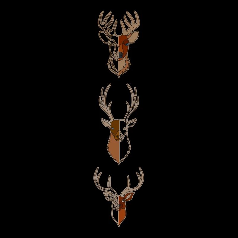 Drei graue Hirsche - Waldtier Grafik Design