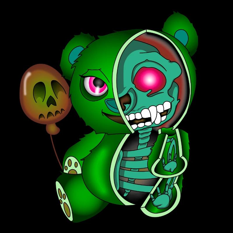 Skull Teddy Bear Skelett Bär Halloweenshirt