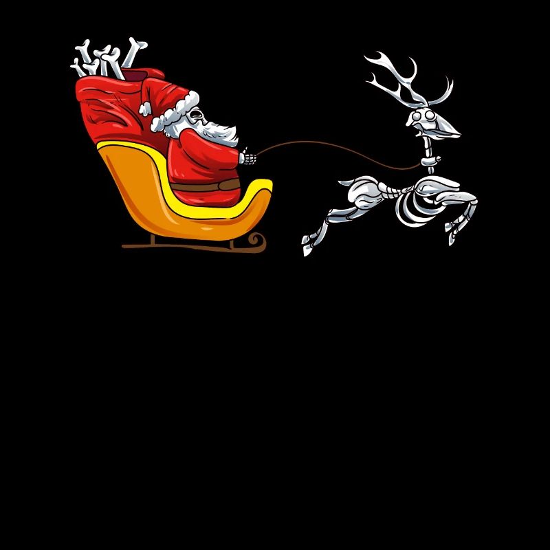 Weihnachtsmann Skelett auf dem Schlitten