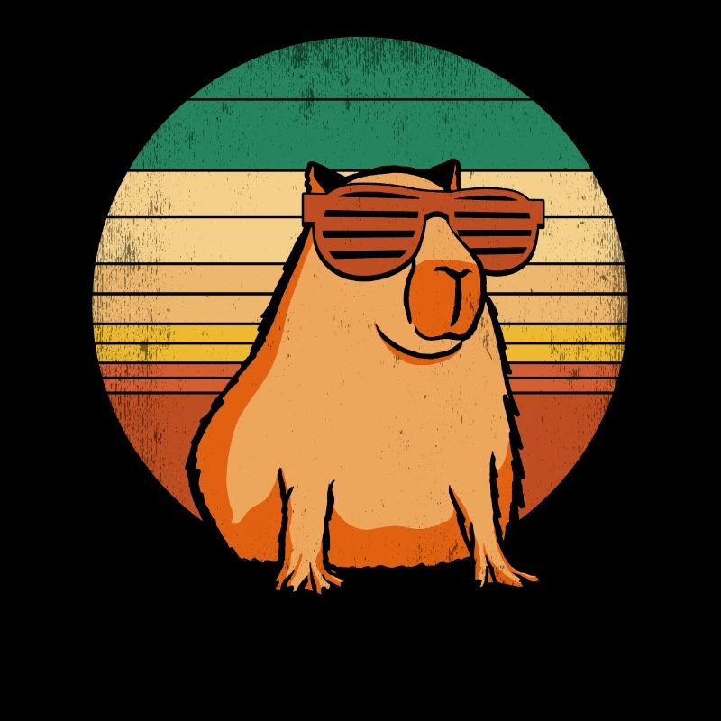 Retro Capybara avec lunettes de soleil Vintage Capibara