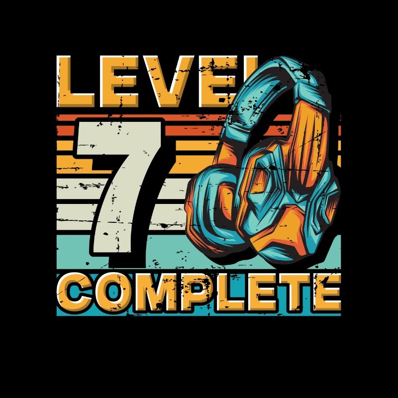 Gaming Birthday Level 7 Complete for gamers.