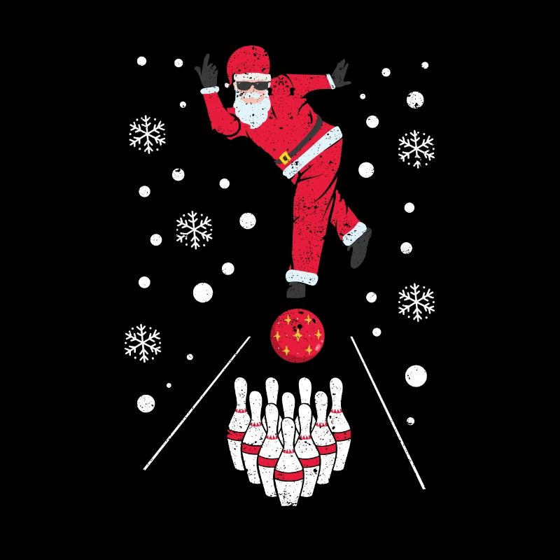 Weihnachtsmann spielt Bowling Mannschaftsspieler