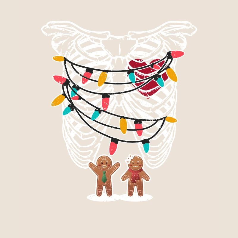 Skeleton Heart Rib Cage X-Ray Gingerbread Christmas
