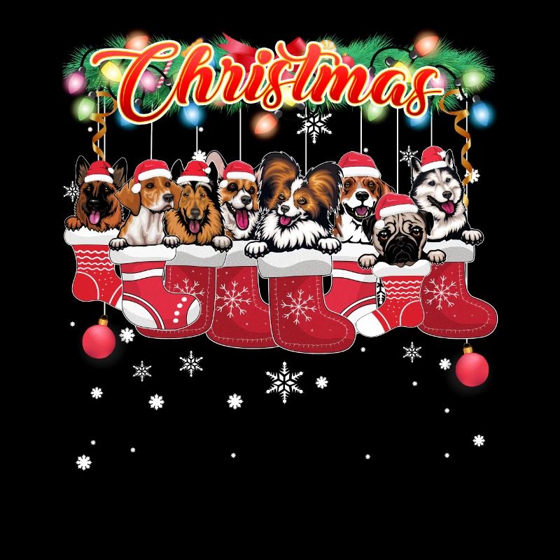 Chiens mignons et câlins de Noël
