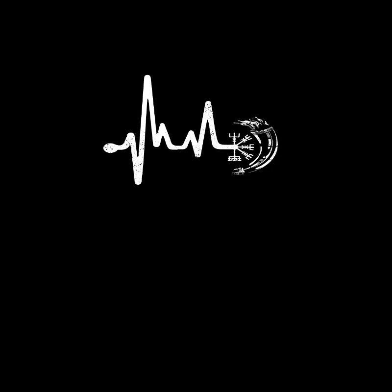 Herzschlag Skull Kompas Wikinger Nordmänner Spruch