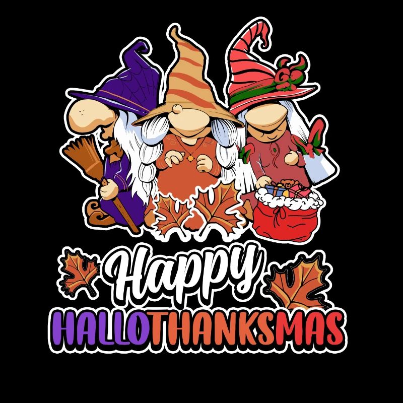 Hallothanksmas Three Gnomes Halloween Christmas