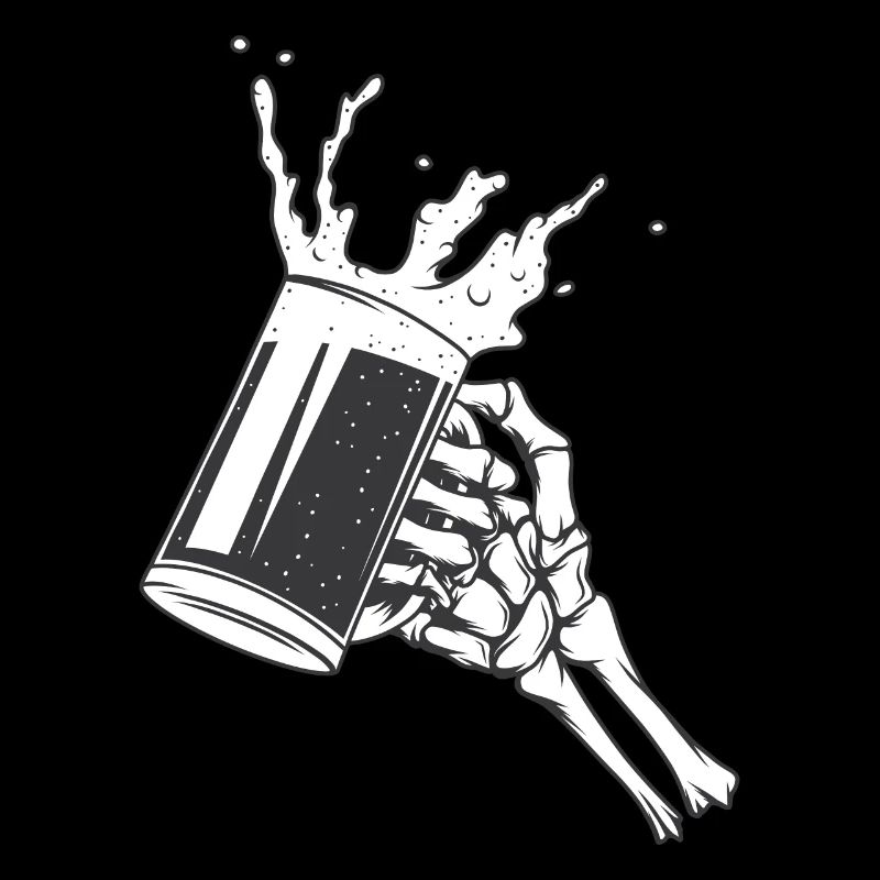 Verre de bière Squelette Main