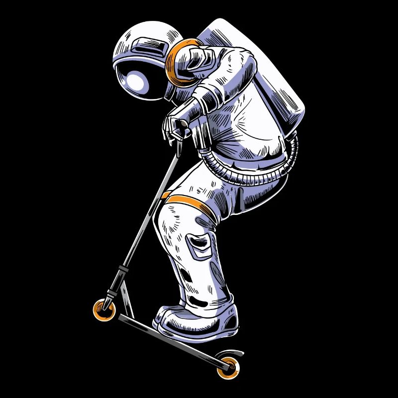 Scooter Kickroller Driver Scootering Astronaute