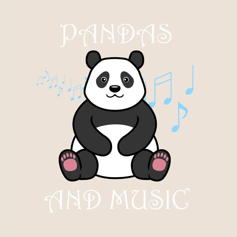 Funny Panda and Music Notes Musician Eucalyptus