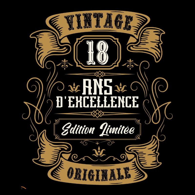 Vintage 18 ans, Idée cadeau d'anniversaire 18 ans.