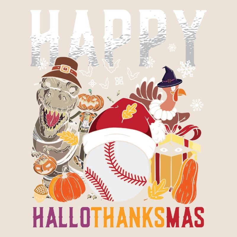 Hellothanksmas Baseball Halloween Christmas