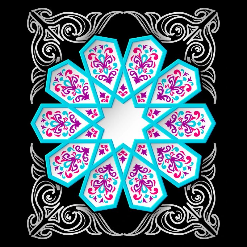 Persisches Ornament mit Silber-Dekor im 3d Stil