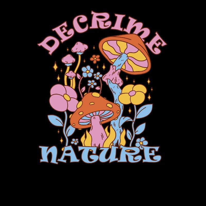 Decrime Nature Colorful Magic Mushroom Trippy