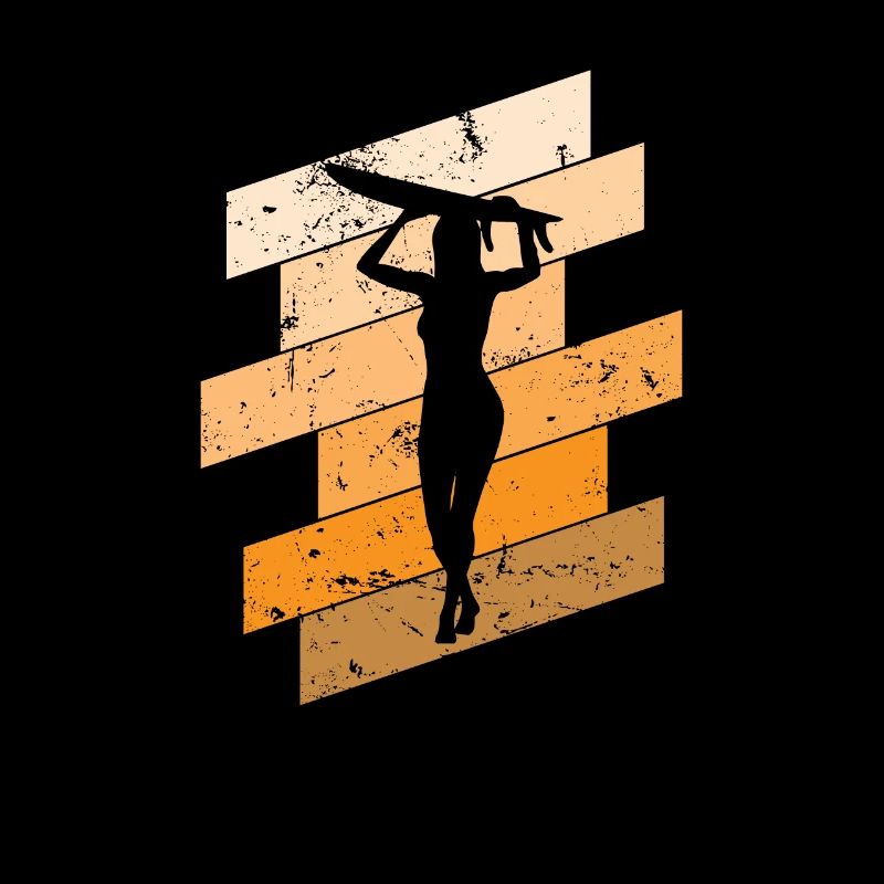 Surfing Woman avec planche de surf Surfing Wind