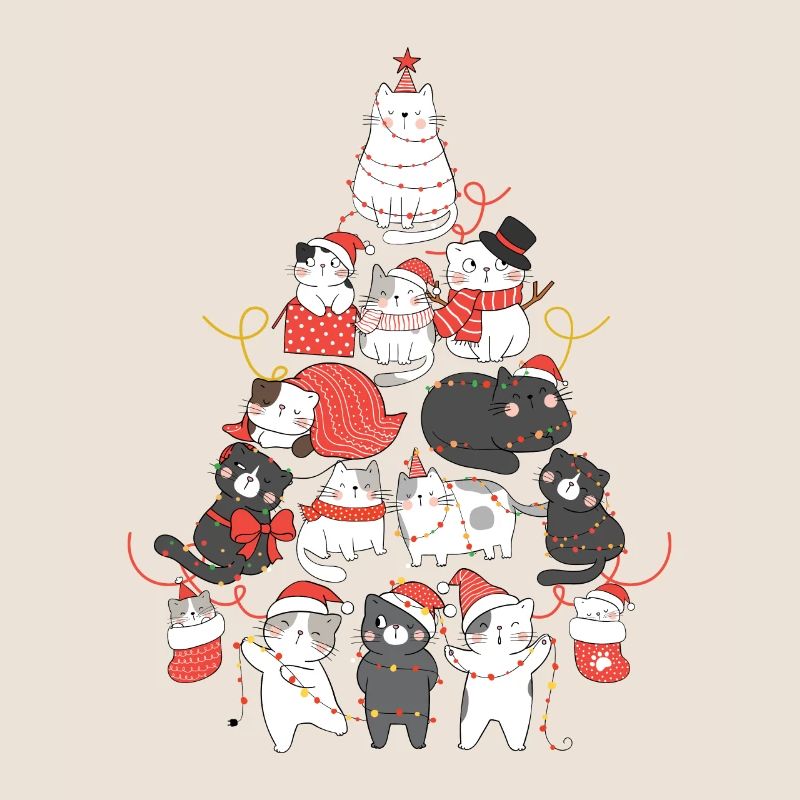 Cat Christmas Tree Cat Tree String Lights