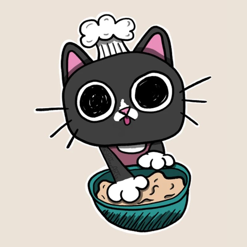 Kitty making Biscuits Cat Black