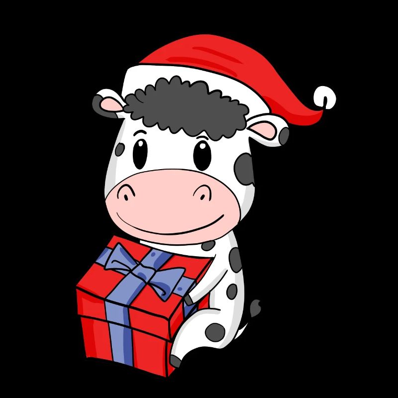 Vache de Noël Bébé avec cadeau