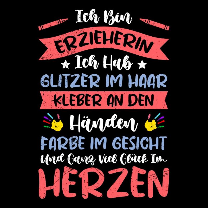 Glitter im Haar Klebe an den Händen Erzieherin