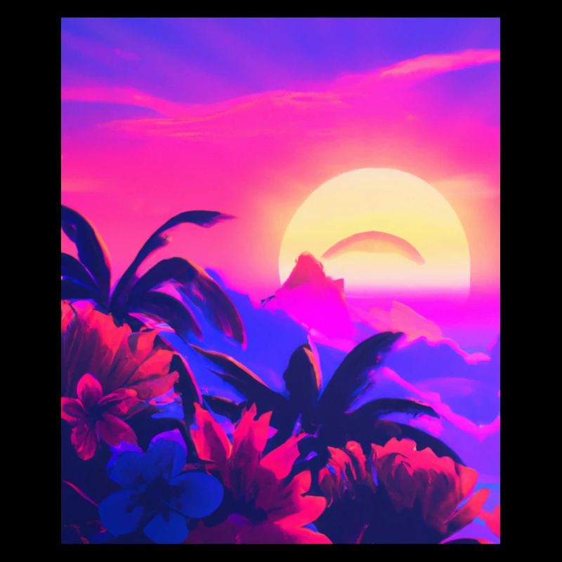 Synthwave Sun Hawaii Vaporwave Aesthetic